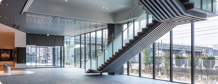 Interior stairs in Aichi Steel Administration Building